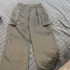 Express Olive Cargo Wide Leg Pants